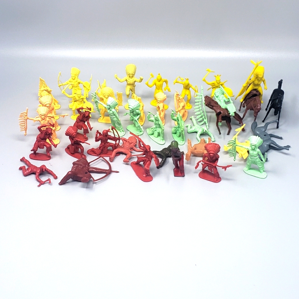 1970's Vintage Tim Mee Cowboys & Indians Collectible Toy Figures. (88 Pieces)